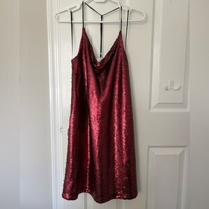 NWOT Red Sequin Slip Dress